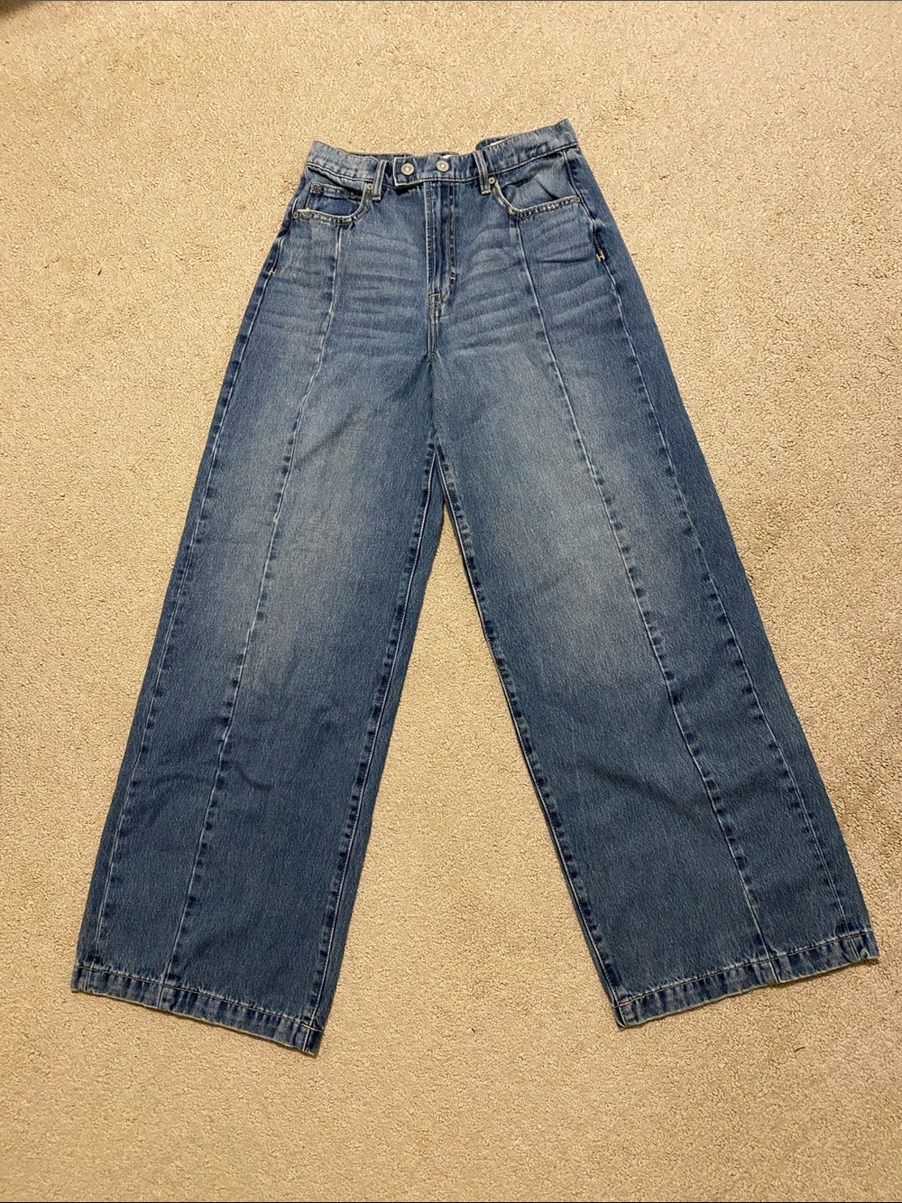 Hidden Wide Leg Jeans with Center Seams
